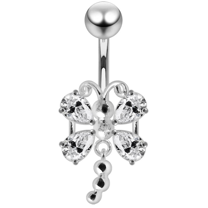 Dangling Jeweled Dragonfly Navel Belly Ring - Monster Piercing