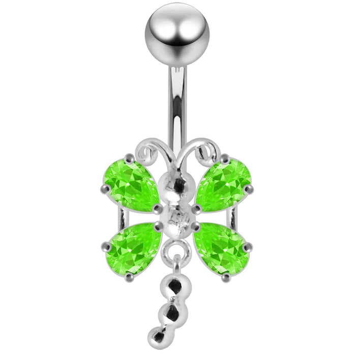 Dangling Jeweled Dragonfly Navel Belly Ring - Monster Piercing