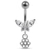 Moving Jeweled Butterfly with Flower Belly Ring - Monster Piercing