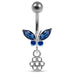 Moving Jeweled Butterfly with Flower Belly Ring - Monster Piercing