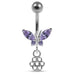 Moving Jeweled Butterfly with Flower Belly Ring - Monster Piercing