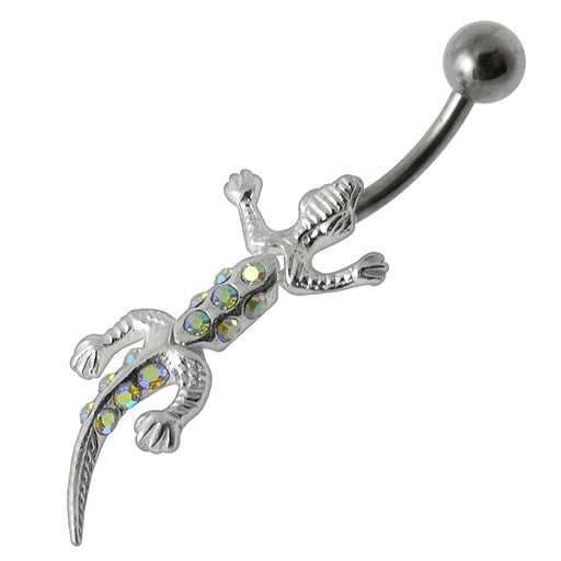 925 Sterling Silver Moving Fancy Lizard Belly Ring - Monster Piercing