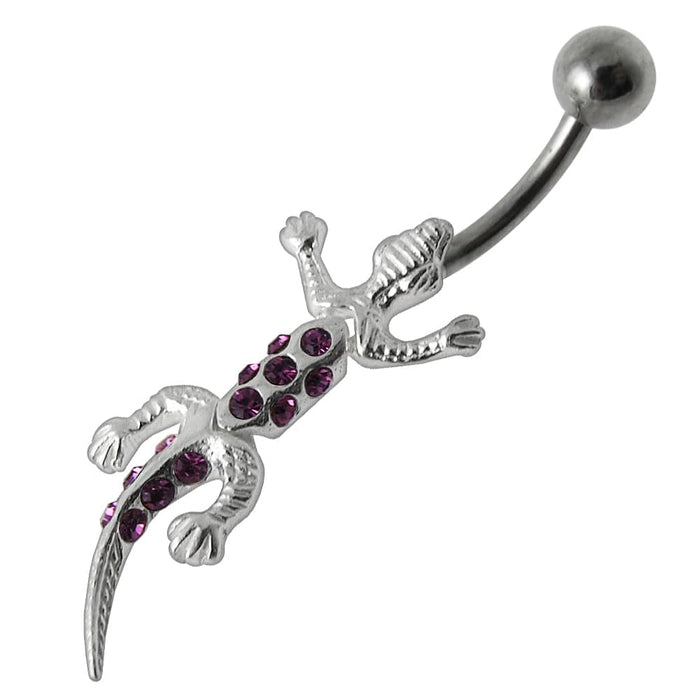 925 Sterling Silver Moving Fancy Lizard Belly Ring - Monster Piercing