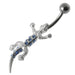 925 Sterling Silver Moving Fancy Lizard Belly Ring - Monster Piercing