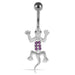 Dangling Jewelled Lizard Curved Bar Belly Ring - Monster Piercing