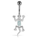 Dangling Jewelled Lizard Curved Bar Belly Ring - Monster Piercing