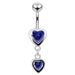 Moving Duel Jeweled Heart Belly Ring - Monster Piercing