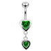 Moving Duel Jeweled Heart Belly Ring - Monster Piercing