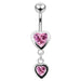 Moving Duel Jeweled Heart Belly Ring - Monster Piercing