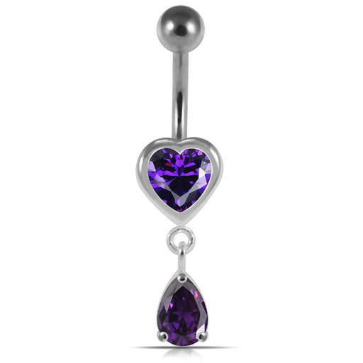 Moving Jeweled Hearts Belly Ring - Monster Piercing