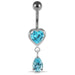 Moving Jeweled Hearts Belly Ring - Monster Piercing