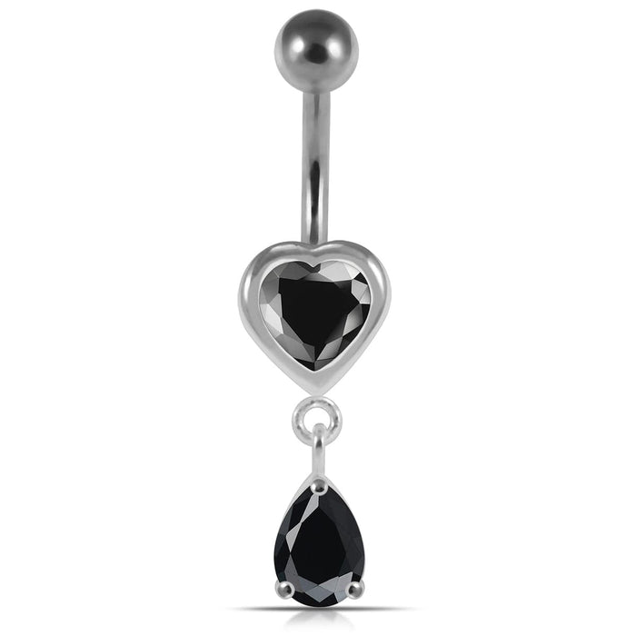 Moving Jeweled Hearts Belly Ring - Monster Piercing