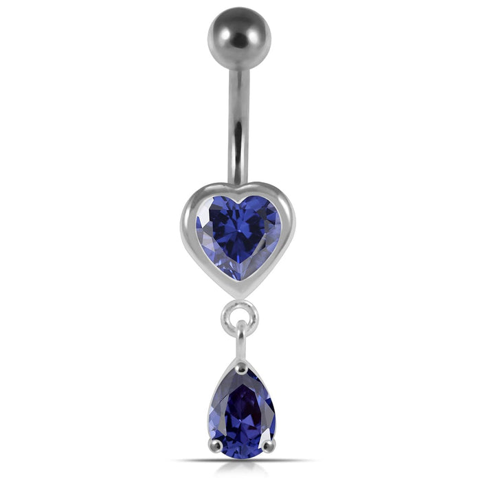 Moving Jeweled Hearts Belly Ring - Monster Piercing