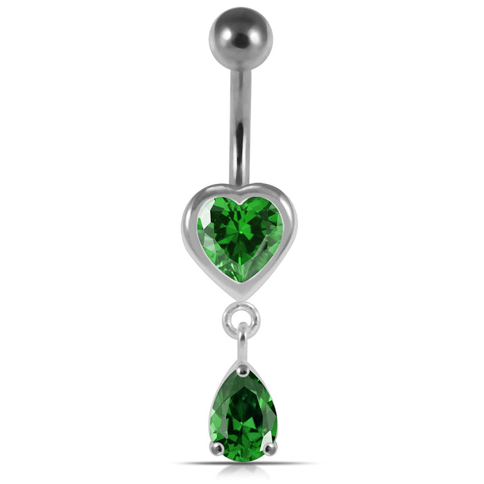 Moving Jeweled Hearts Belly Ring - Monster Piercing