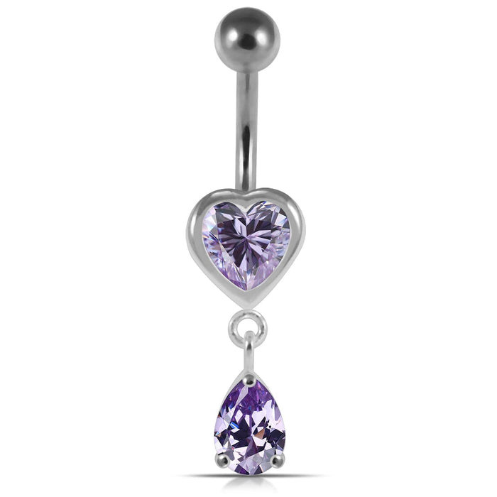 Moving Jeweled Hearts Belly Ring - Monster Piercing