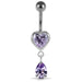 Moving Jeweled Hearts Belly Ring - Monster Piercing