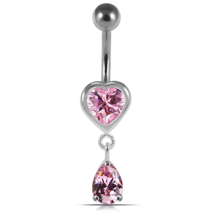 Moving Jeweled Hearts Belly Ring - Monster Piercing