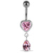 Moving Jeweled Hearts Belly Ring - Monster Piercing