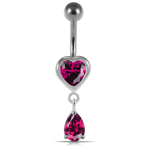 Moving Jeweled Hearts Belly Ring - Monster Piercing