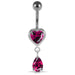 Moving Jeweled Hearts Belly Ring - Monster Piercing