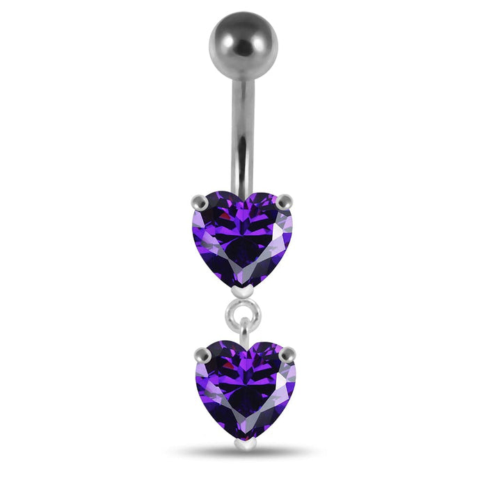 Moving Jeweled Red Heart Belly Button Ring - Monster Piercing