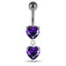 Moving Jeweled Red Heart Belly Button Ring - Monster Piercing