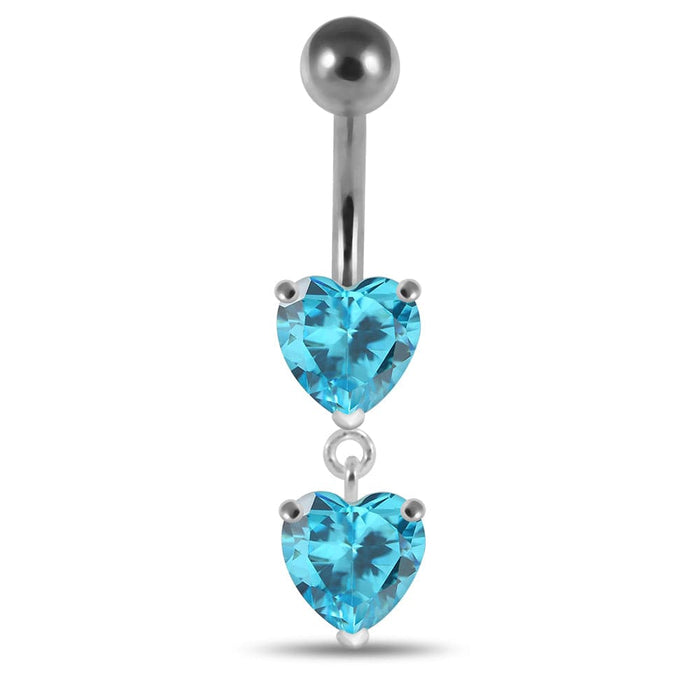 Moving Jeweled Red Heart Belly Button Ring - Monster Piercing