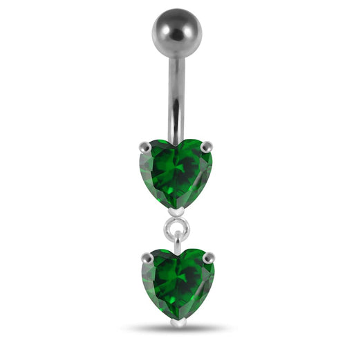 Moving Jeweled Red Heart Belly Button Ring - Monster Piercing