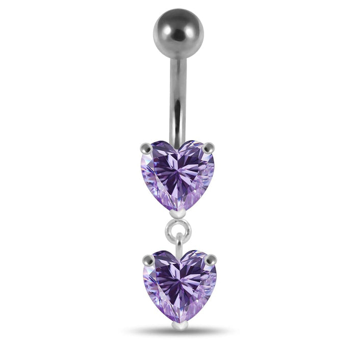 Moving Jeweled Red Heart Belly Button Ring - Monster Piercing