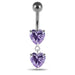 Moving Jeweled Red Heart Belly Button Ring - Monster Piercing