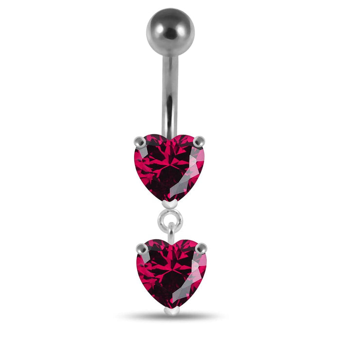 Moving Jeweled Red Heart Belly Button Ring - Monster Piercing