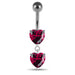 Moving Jeweled Red Heart Belly Button Ring - Monster Piercing