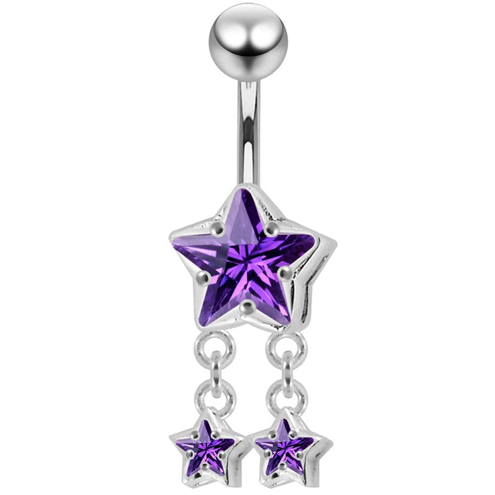 Dangling Stars Navel Belly Ring - Monster Piercing