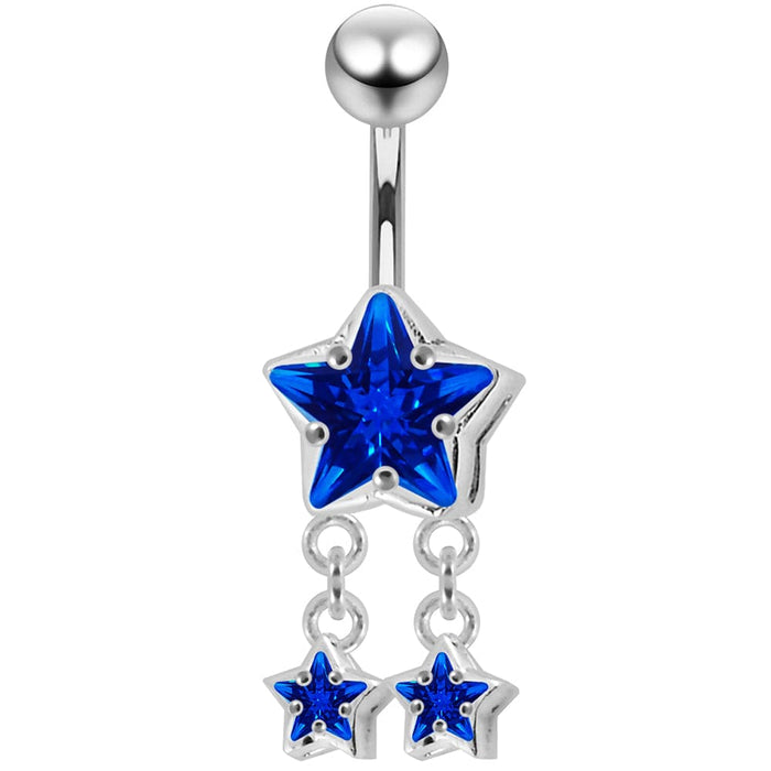 Dangling Stars Navel Belly Ring - Monster Piercing