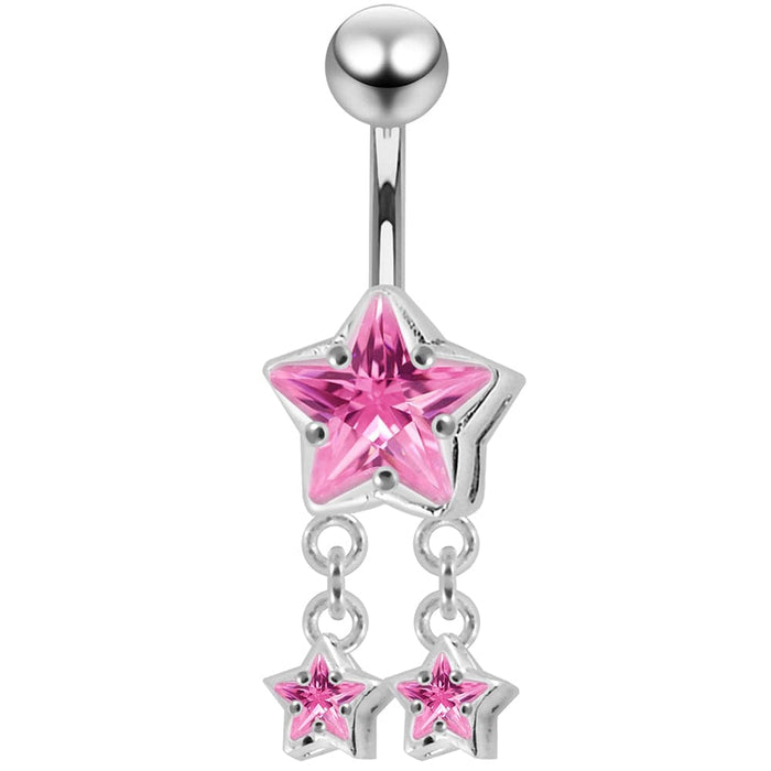 Dangling Stars Navel Belly Ring - Monster Piercing