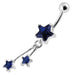 Silver Jeweled Star With SS Bar Navel Belly Ring - Monster Piercing