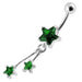 Silver Jeweled Star With SS Bar Navel Belly Ring - Monster Piercing