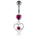 14G Silver Jeweled Heart With SS Banana Navel Bar - Monster Piercing