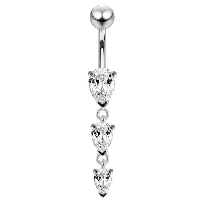 Navel Jeweled Teardrop Belly Ring - Monster Piercing