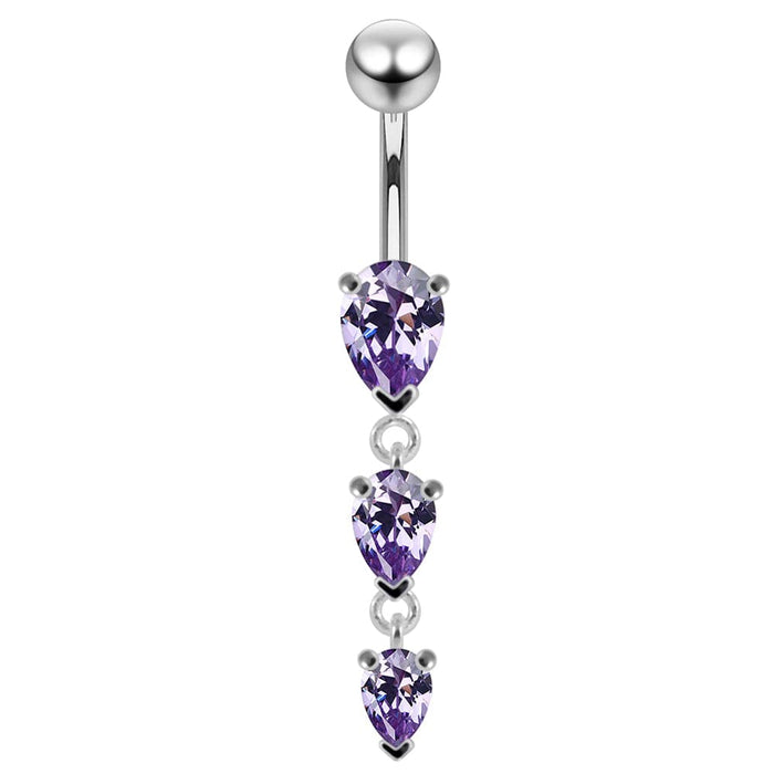 Navel Jeweled Teardrop Belly Ring - Monster Piercing