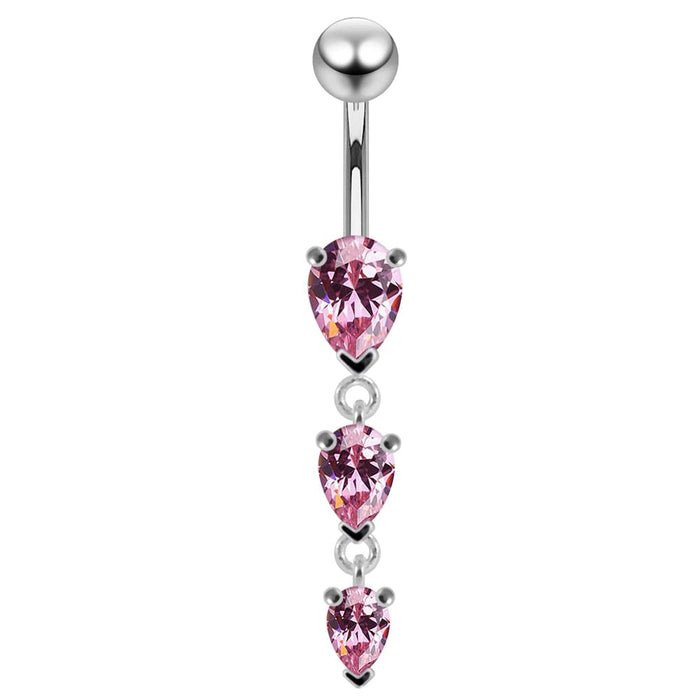 Navel Jeweled Teardrop Belly Ring - Monster Piercing