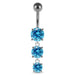 Moving Jeweled Charms dangling SS Bar Navel Ring - Monster Piercing