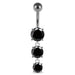 Moving Jeweled Charms dangling SS Bar Navel Ring - Monster Piercing