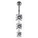 Moving Jeweled Charms dangling SS Bar Navel Ring - Monster Piercing