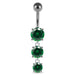 Moving Jeweled Charms dangling SS Bar Navel Ring - Monster Piercing