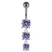 Moving Jeweled Charms dangling SS Bar Navel Ring - Monster Piercing