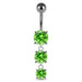 Moving Jeweled Charms dangling SS Bar Navel Ring - Monster Piercing