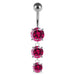 Moving Jeweled Charms dangling SS Bar Navel Ring - Monster Piercing