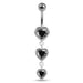 Moving Jeweled Heart Charms Belly Ring - Monster Piercing