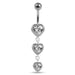 Moving Jeweled Heart Charms Belly Ring - Monster Piercing